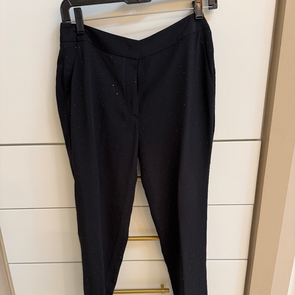 Black Pants with rhinestone detail by Escada, size 34